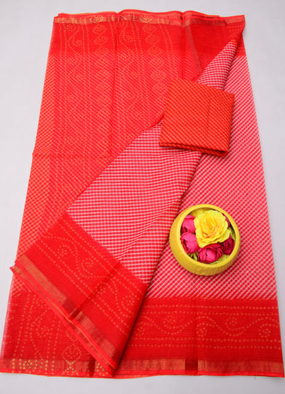 Pure Cotton Kota Doria Kalam Kari Floral Print Sarees