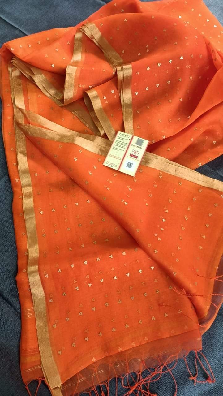 Bengal Handloom Pure Muslin Silk Saree With ( Silk Mark Certified)