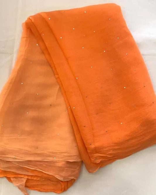 Pure jaipuri chiffon saree with beautiful mukaish work