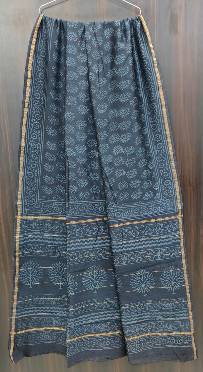 Traditional Hand-block Print Chanderi Silk Saree