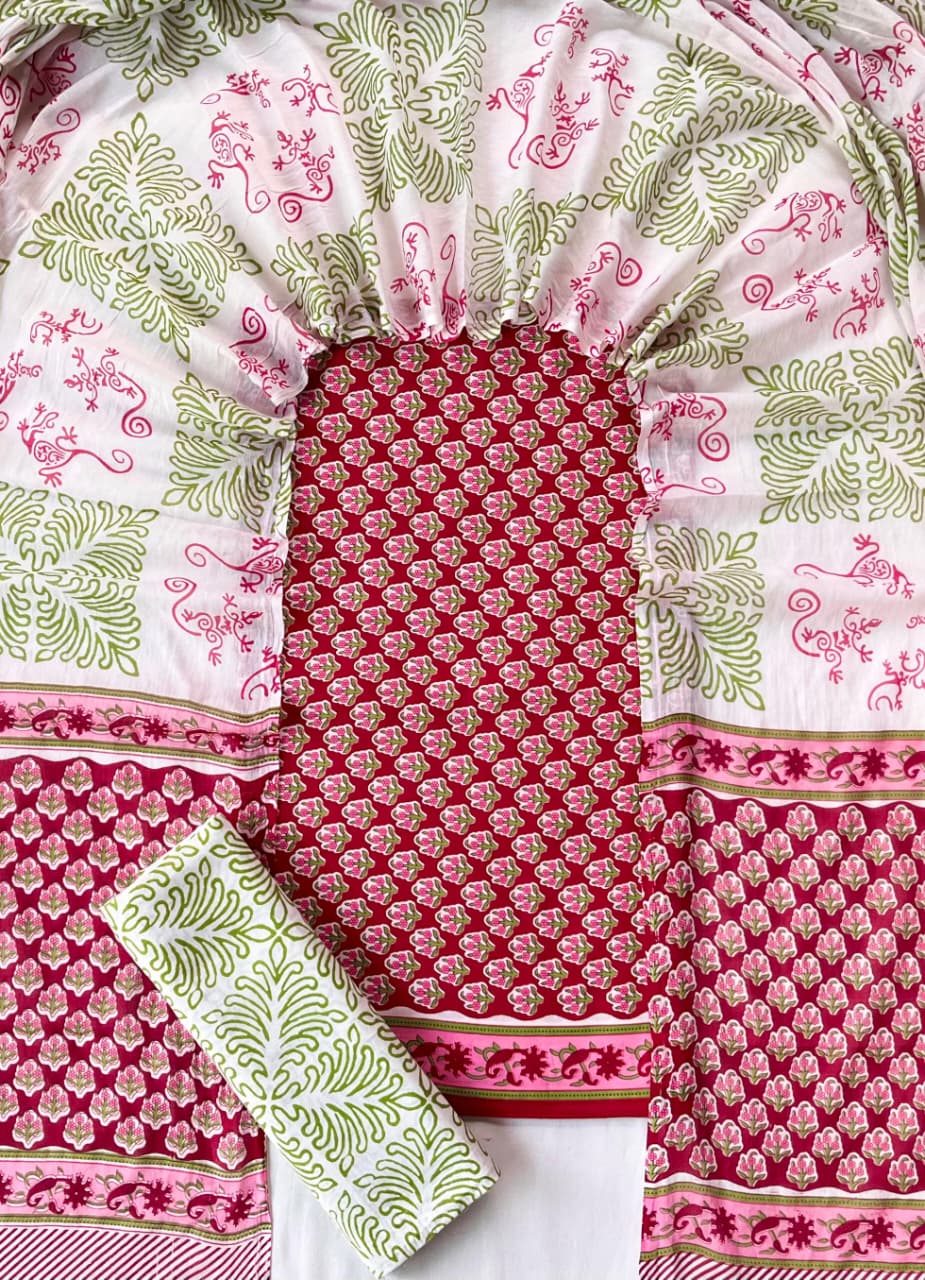 Exclusive new hand block printed cotton suits with cotton duptta