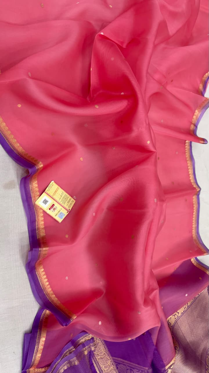 Pure Handloom banarasi  kora Silk Saree With Blouse