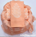 Pure cotton hand-block print suit with Chiffon dupatta