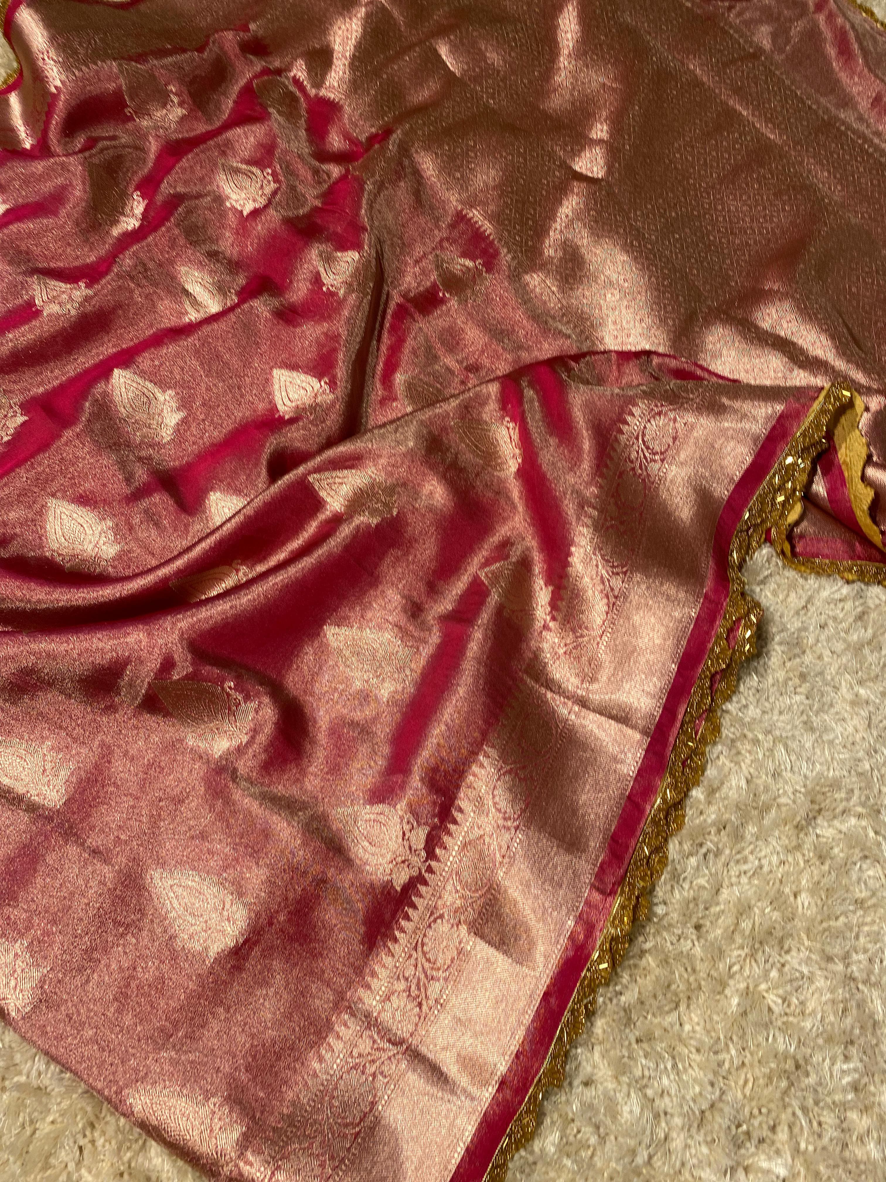 Banarasi tissue soft silk saree  with lace work