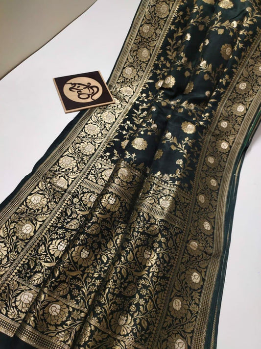 Banarasi Semi Katan Georgette Meenakari flowy Silk Saree