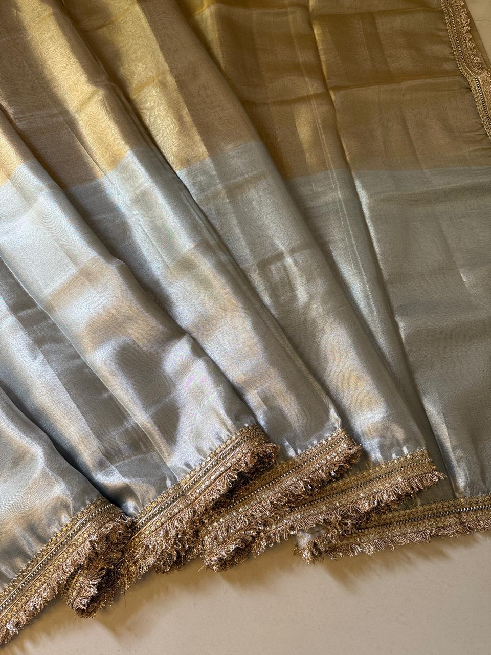 Banarasi Tissue Silk Saree With lace work border