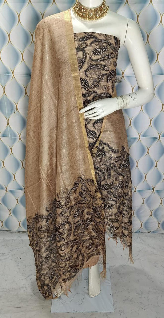 BHAGALPURI   KATAN MADHUBANI PRINT UNSTITCHED SUIT