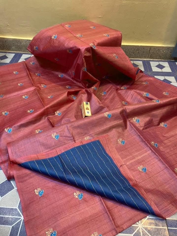Katan Silk Embroidery With Blouse