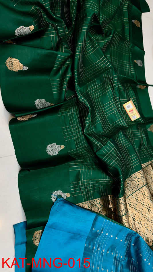 Pure Banarasi  Mango silk Saree With Contrast blouse