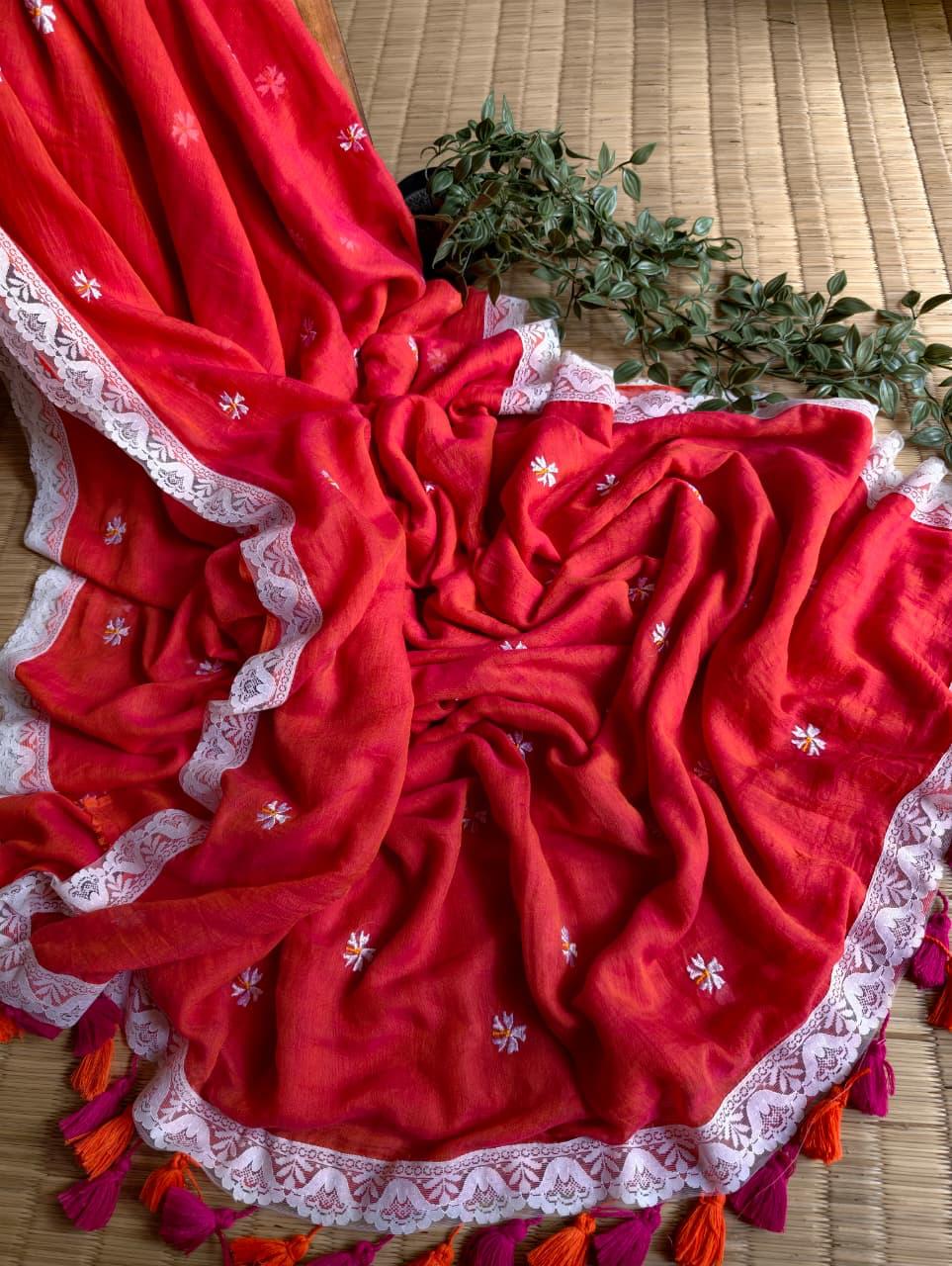 Beautiful Cotton Mulmul  Saree