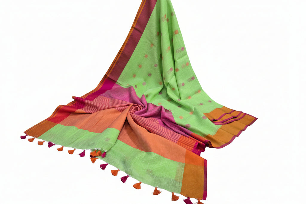 Pure Linen By Linen  Saree With  Blouse