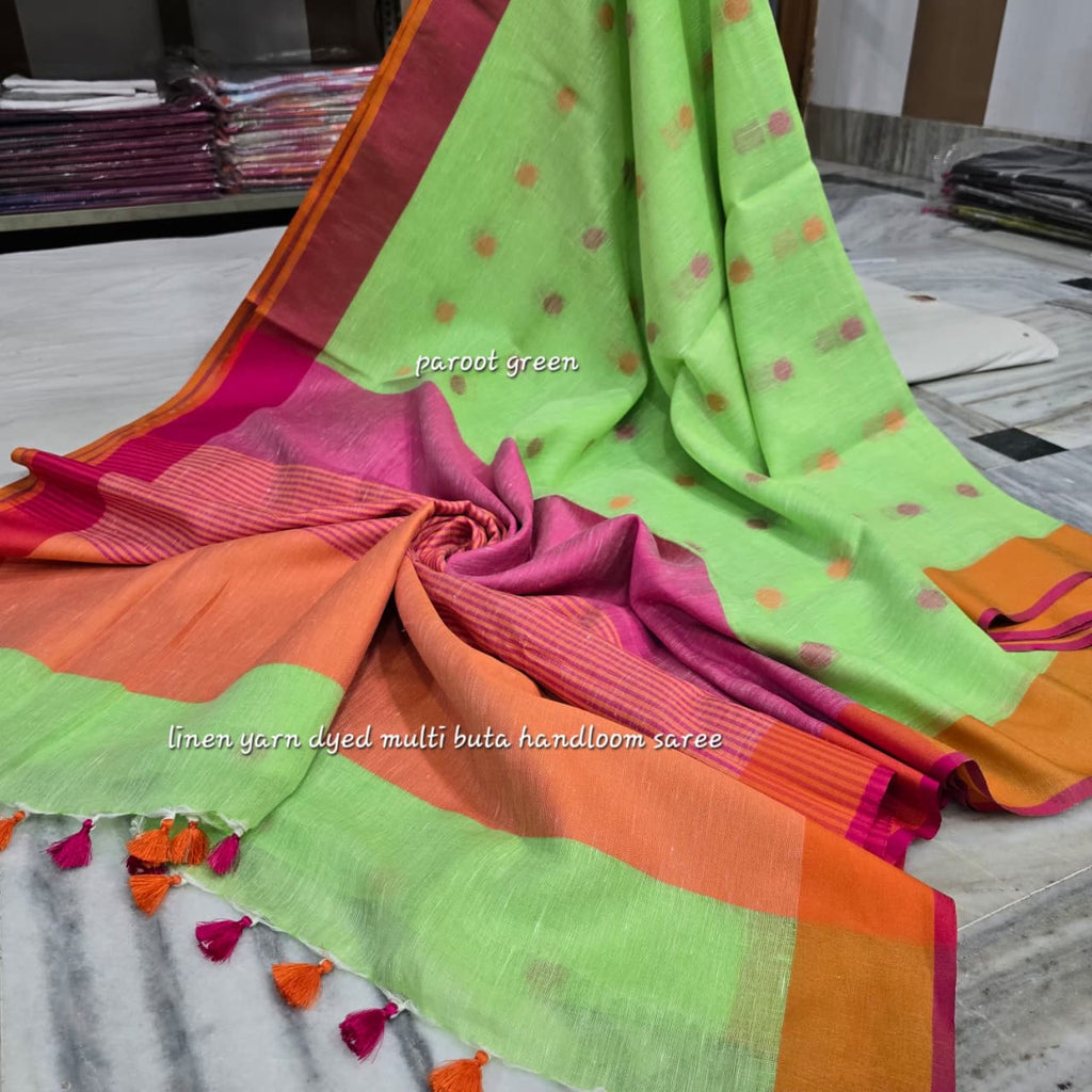 Pure Linen By Linen  Saree With  Blouse