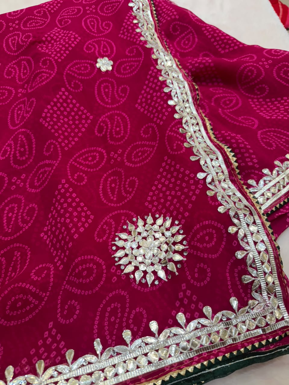 Georgette Gota Patti Work  Saree With Blouse