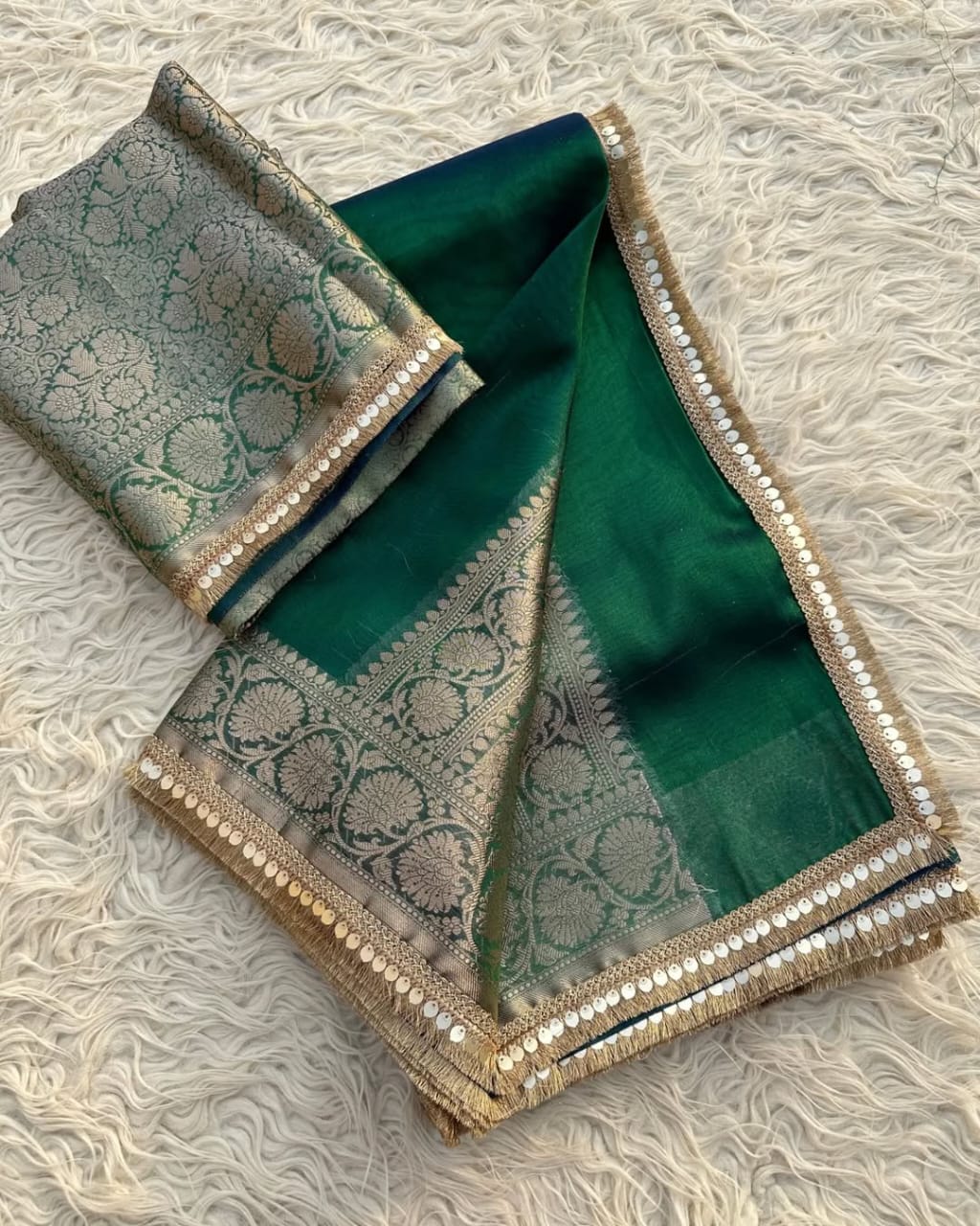 Banarasi Tissue Silk Saree With lace work border