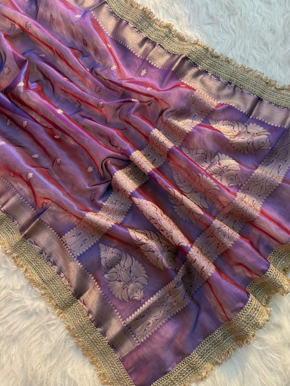 Banarasi Tissue Silk Saree With lace work border