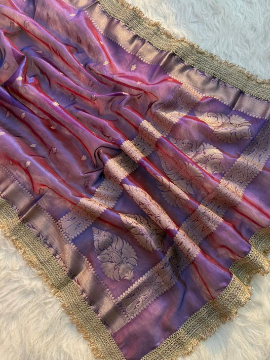 Banarasi Tissue Silk Saree With lace work border