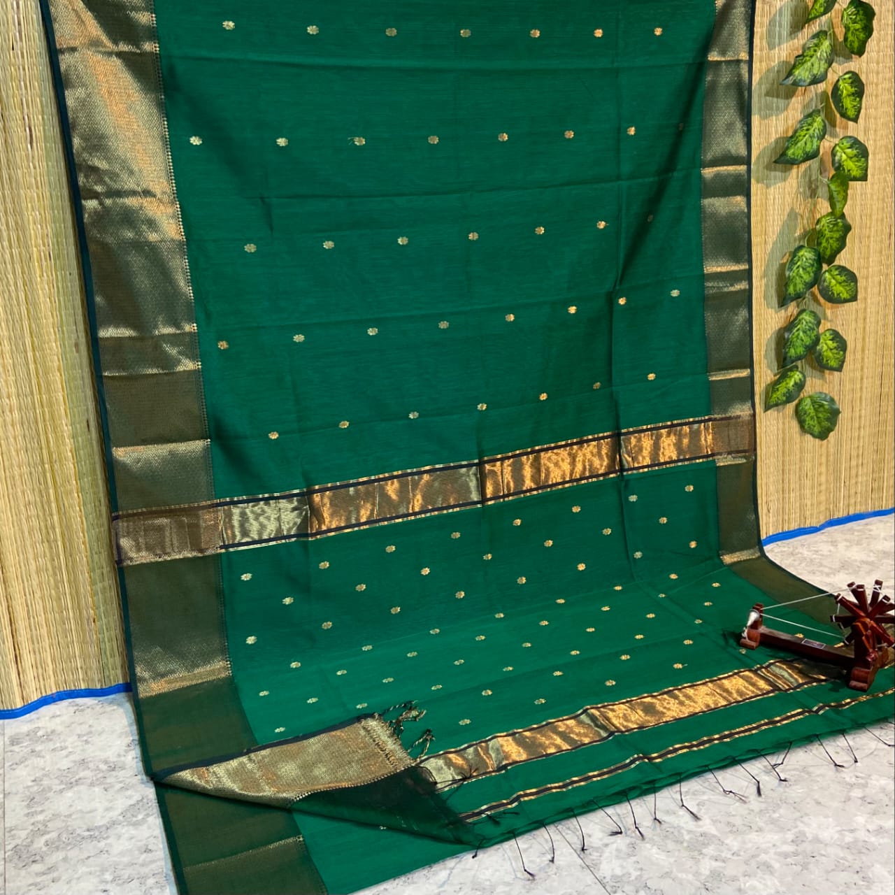 Maheshwari Cotton Silk Zari Work Saree With Blouse
