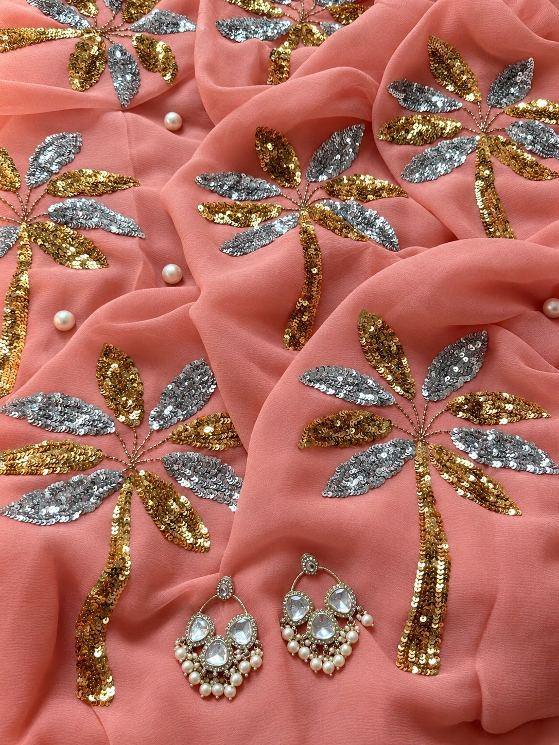 Pure Diamond Chiffon Saree With  Blouse