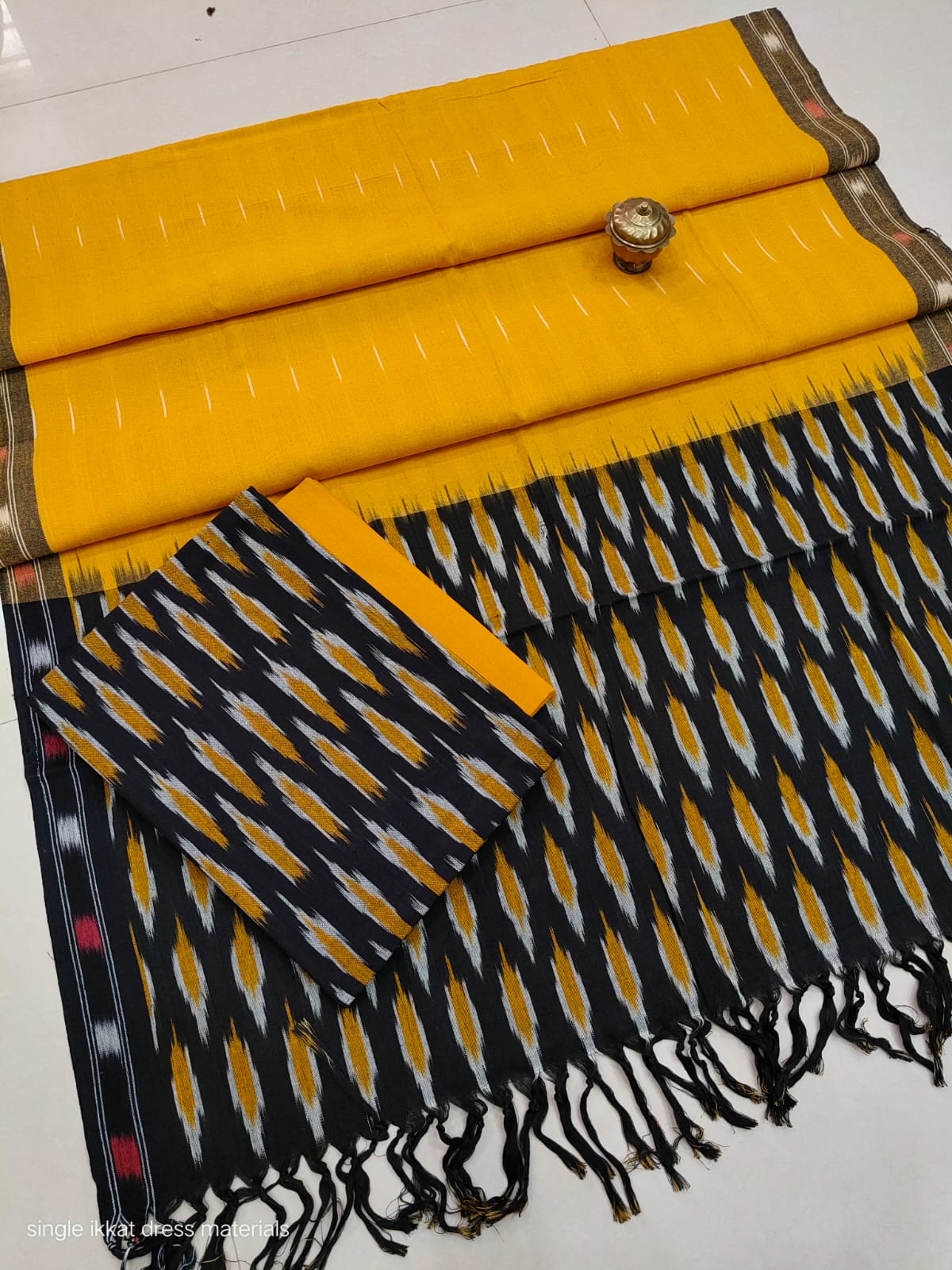 Pure  ikkat Cotton Unstitched Suit With Dupatta
