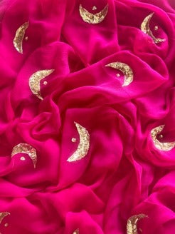 Pure Diamond Chiffon Saree With  Blouse