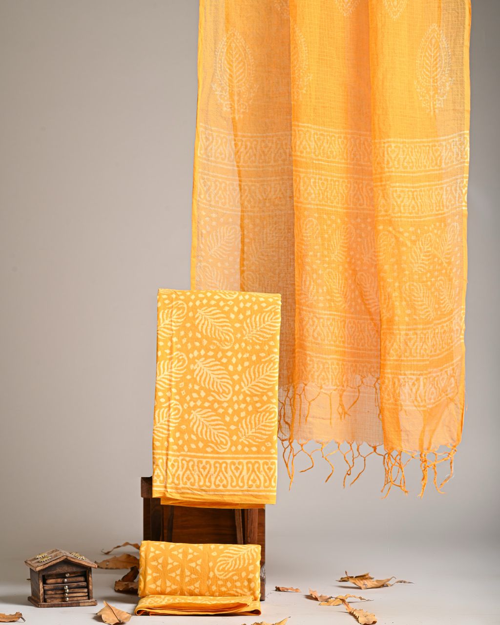 Pure Cotton Hand Block Print Suit With Kota Doriya Dupatta