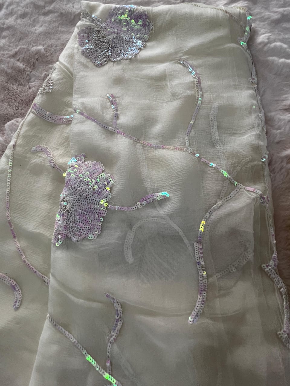 Pure Jaipuri Chiffon Jaal Work Saree With Blouse