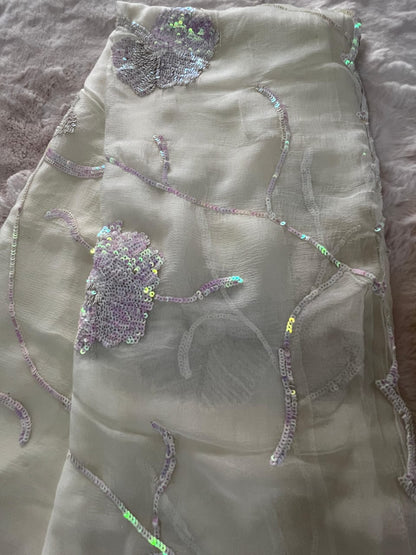 Pure Jaipuri Chiffon Jaal Work Saree With Blouse