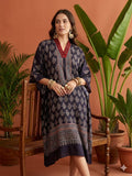 Pure Modal Silk Hand block Printed Kaftans Stitched suit With Hand Mirror Work