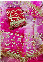 Pure Diamond Chiffon Gota Patti  Work Saree With Blouse