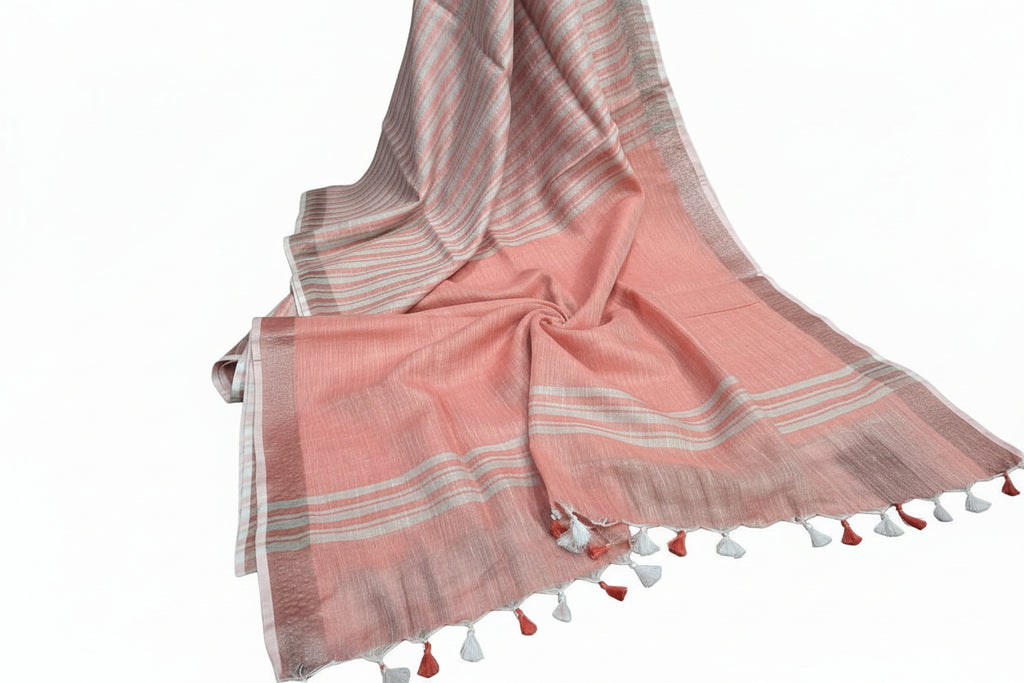 Pure Linen By Linen  Saree With  Blouse