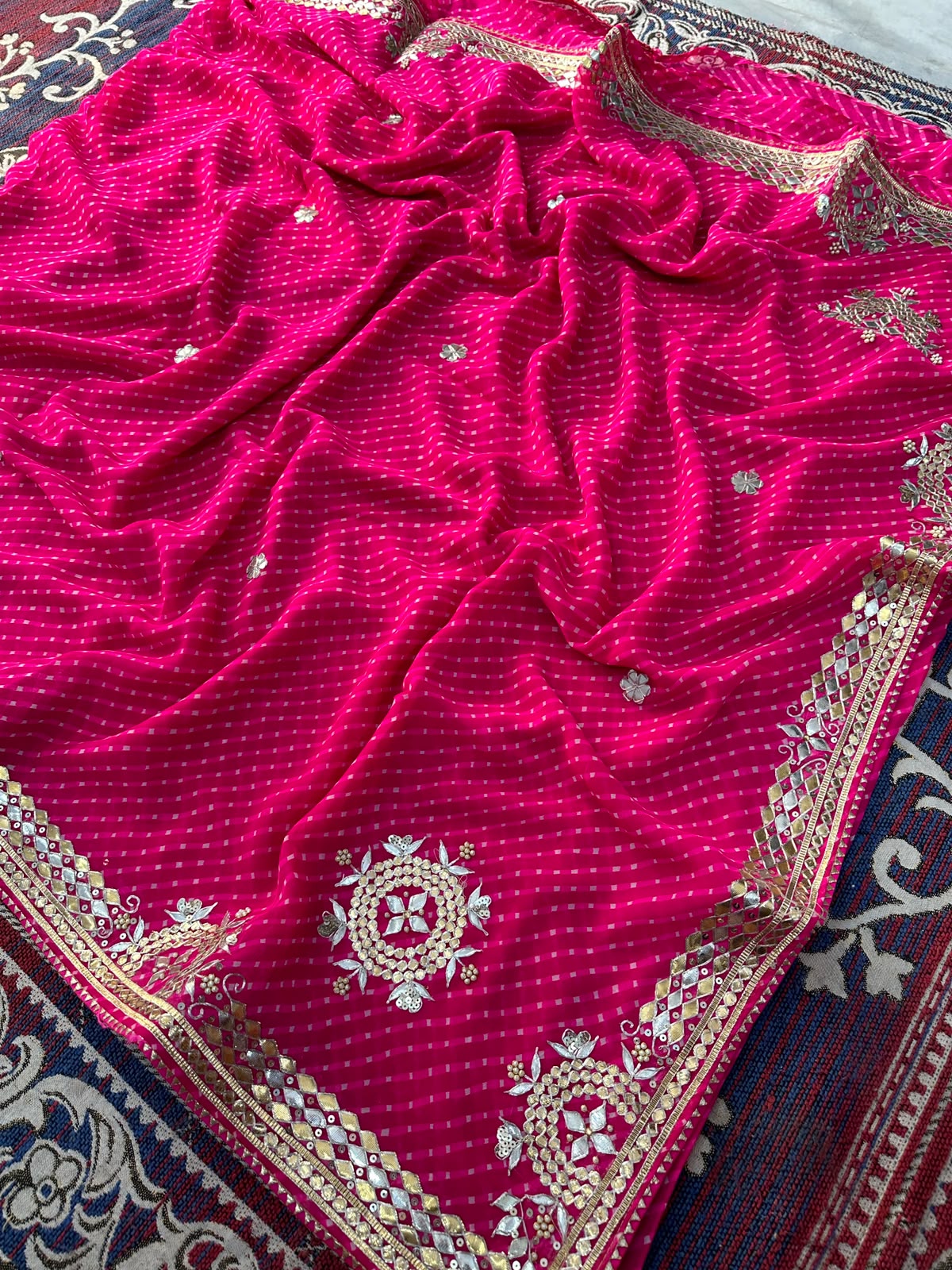 Pure 60 gram georgette hand gota patti work saree