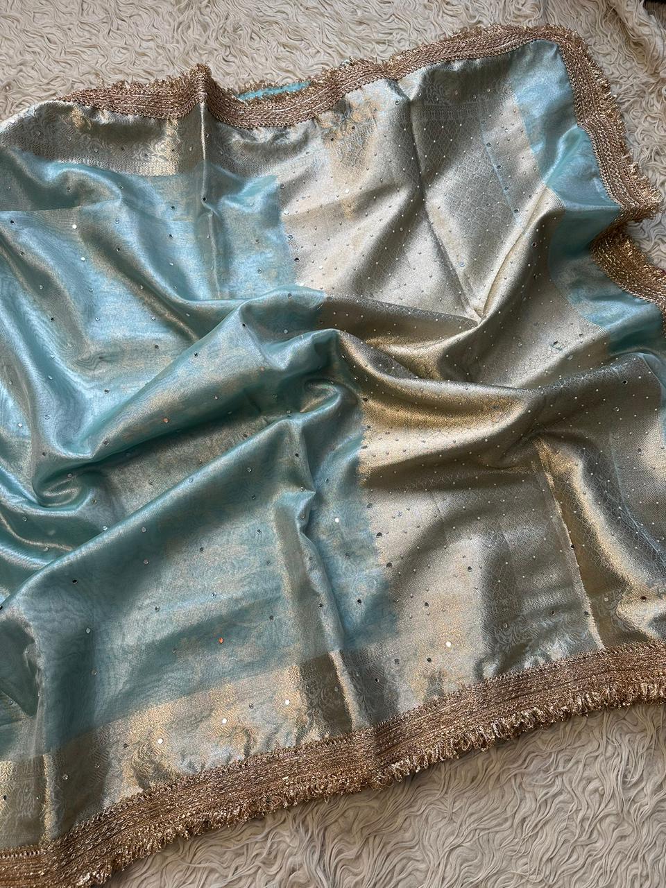 Banarasi Tissue Silk Saree With Mirror Work Saree