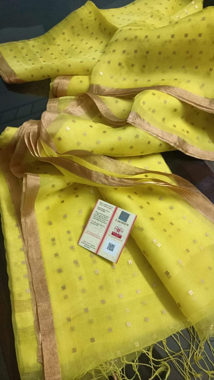 Bengal Handloom Pure Muslin Silk Saree With ( Silk Mark Certified)