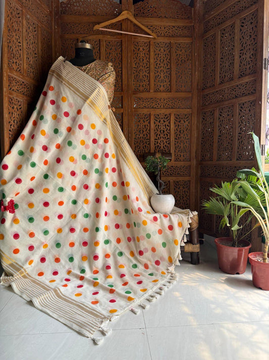 Premium Pure Mulmul Cotton Saree with Designer Lace Border