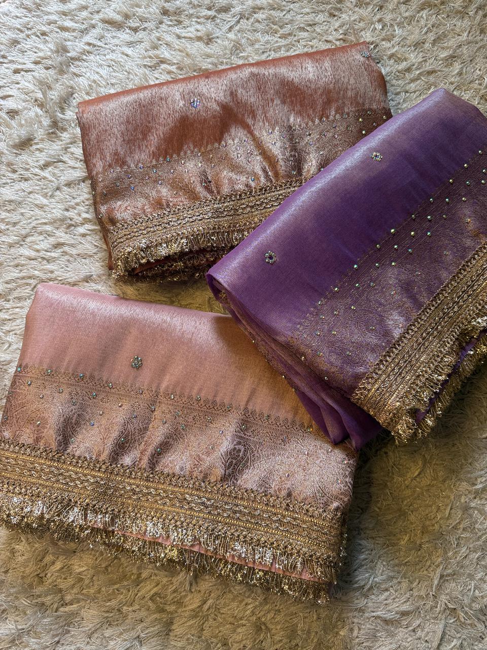 Banarasi Tissue Silk Saree With lace work border