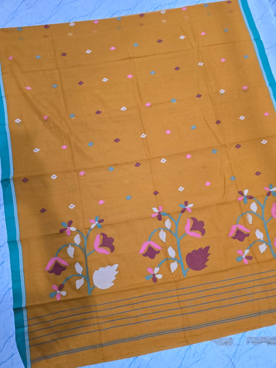Pure Cotton needle work jamdani Saree