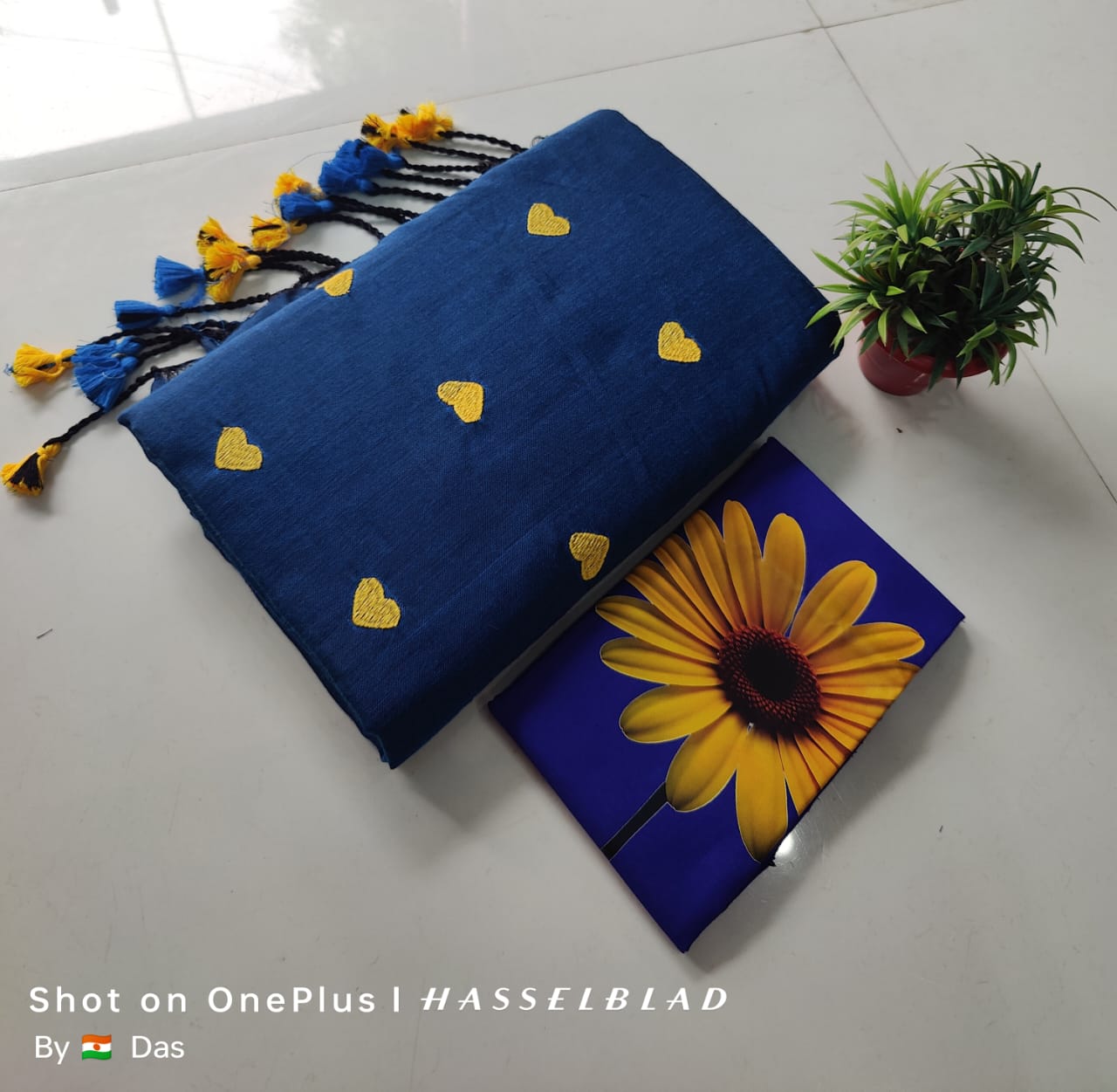 Beautiful Love Embroidery  Khaddi Cotton Saree