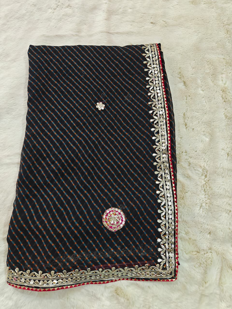 Georgette Gota Patti Work  Saree With Blouse