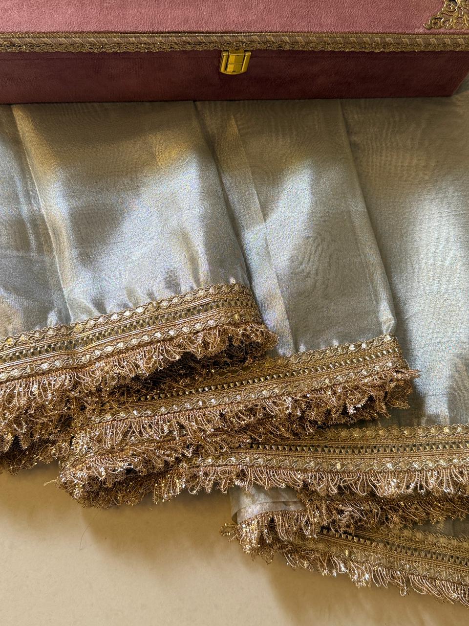 Banarasi Tissue Silk Saree With lace work border