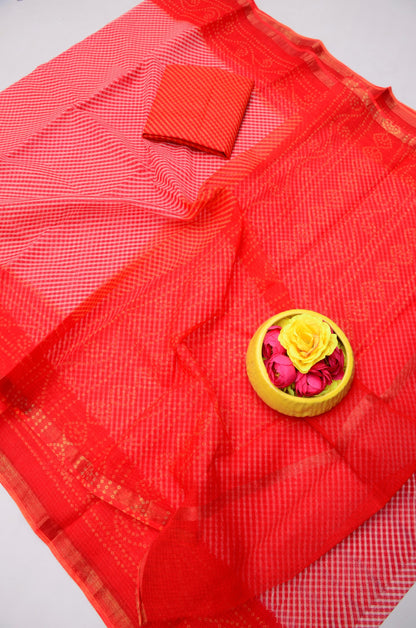 Pure Cotton Kota Doria Kalam Kari Floral Print Sarees