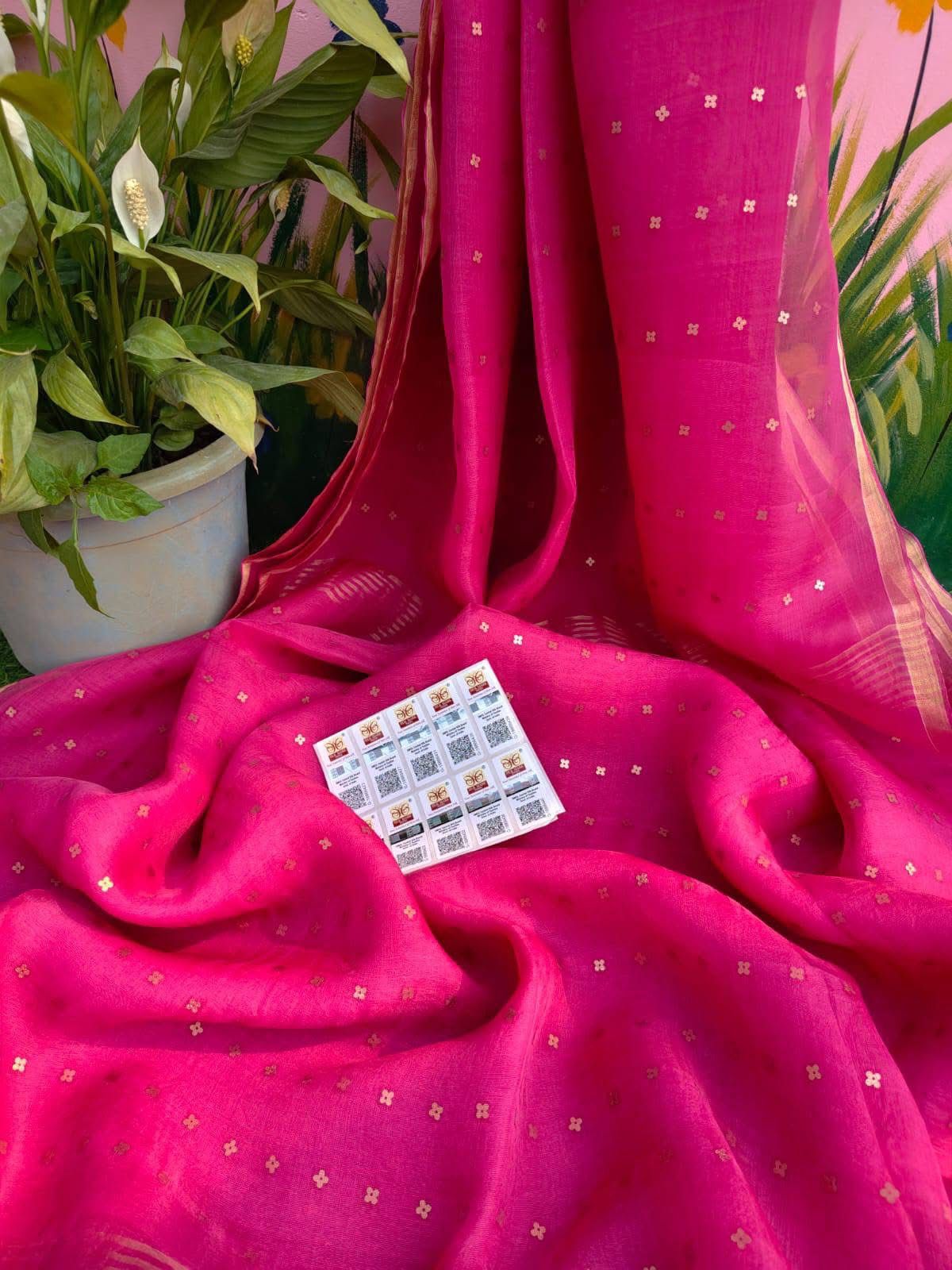 Bengal Handloom Pure Muslin Silk Saree With ( Silk Mark Certified)