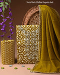 Designer gota patti hand work cotton  unstitched suit with chiffon   dupatta