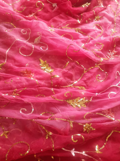 Pure Jaipuri Chiffon Jaal Work Saree With Blouse