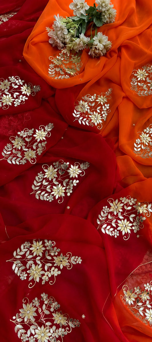 Elegant Pure Diamond Chiffon Party Wear Saree with Blouse