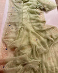 Pure Jaipuri Chiffon Jaal Work Saree With Beautiful Rajputi look and Running Blouse