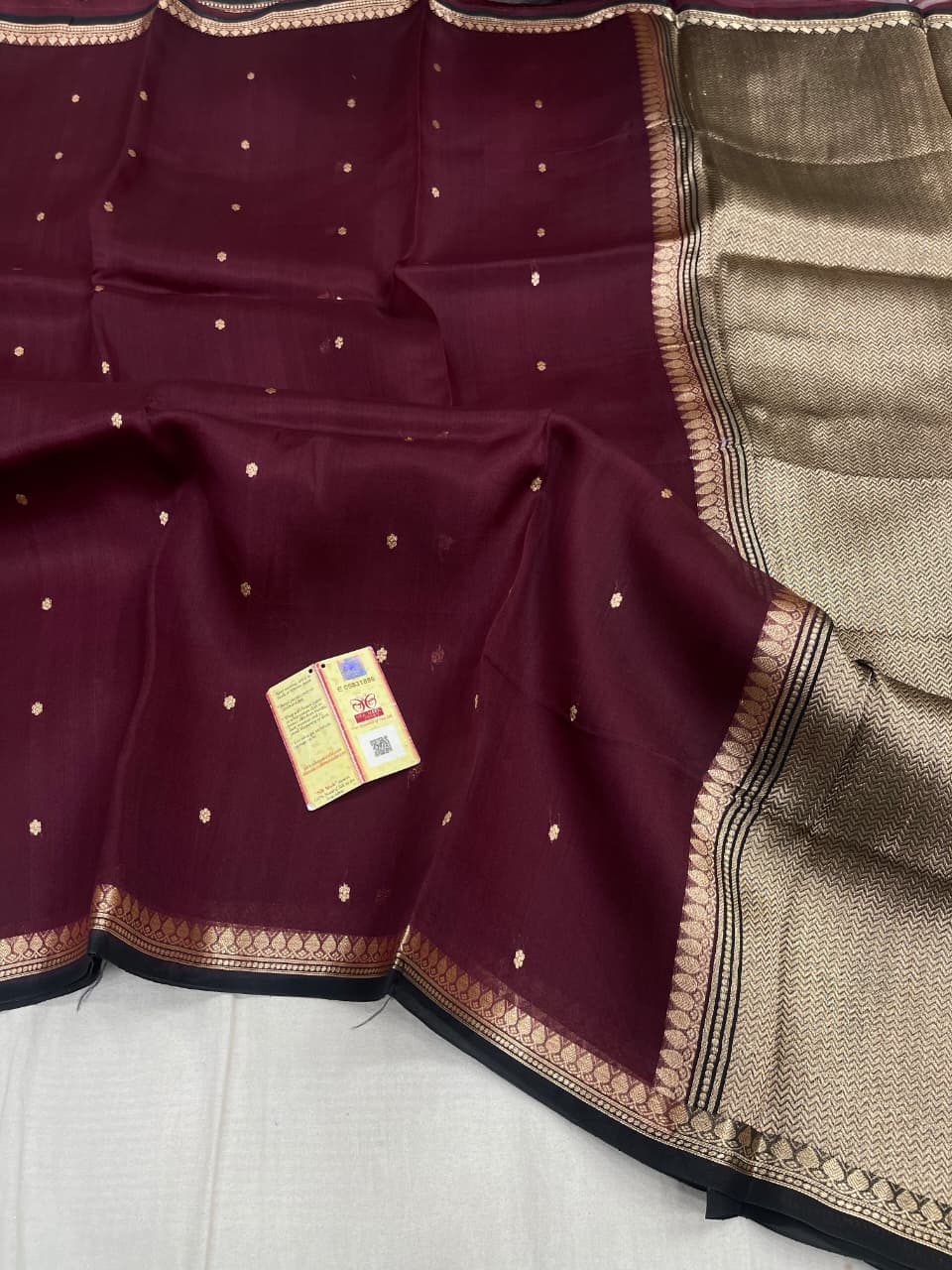 Pure Handloom banarasi  kora Silk Saree With Blouse