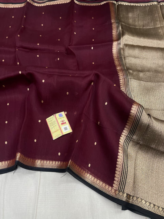 Pure Handloom banarasi  kora Silk Saree With Blouse