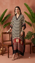 Pure Modal Silk Handblock Printed Kaftans Stitched suit With Hand Mirror Work