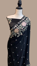 Banarasi Soft Kora Organza Embroidery  Work Saree