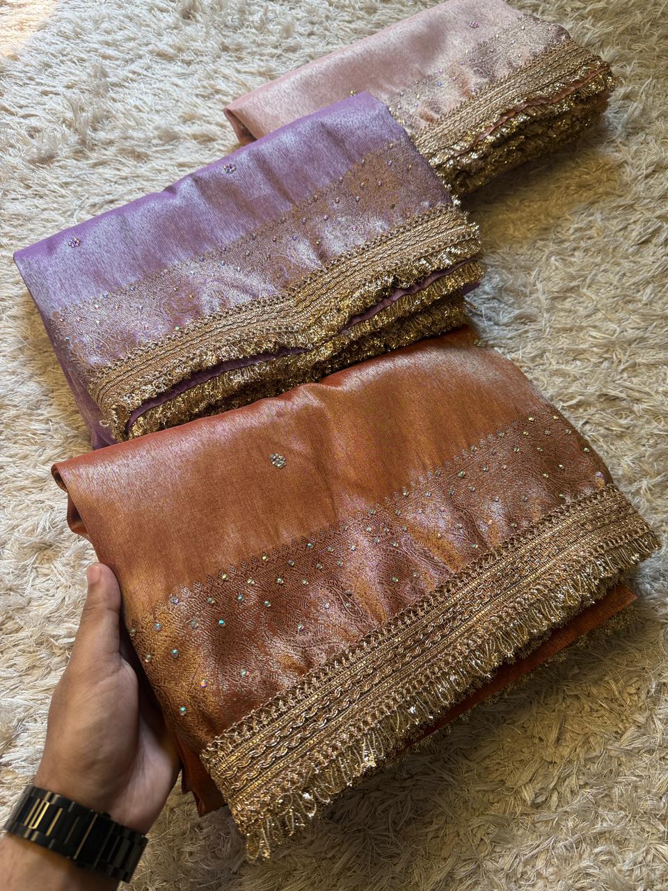 Banarasi Tissue Silk Saree With lace work border